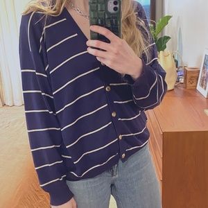 Vintage CHANEL FW96 Karl Lagerfeld Striped Cardigan